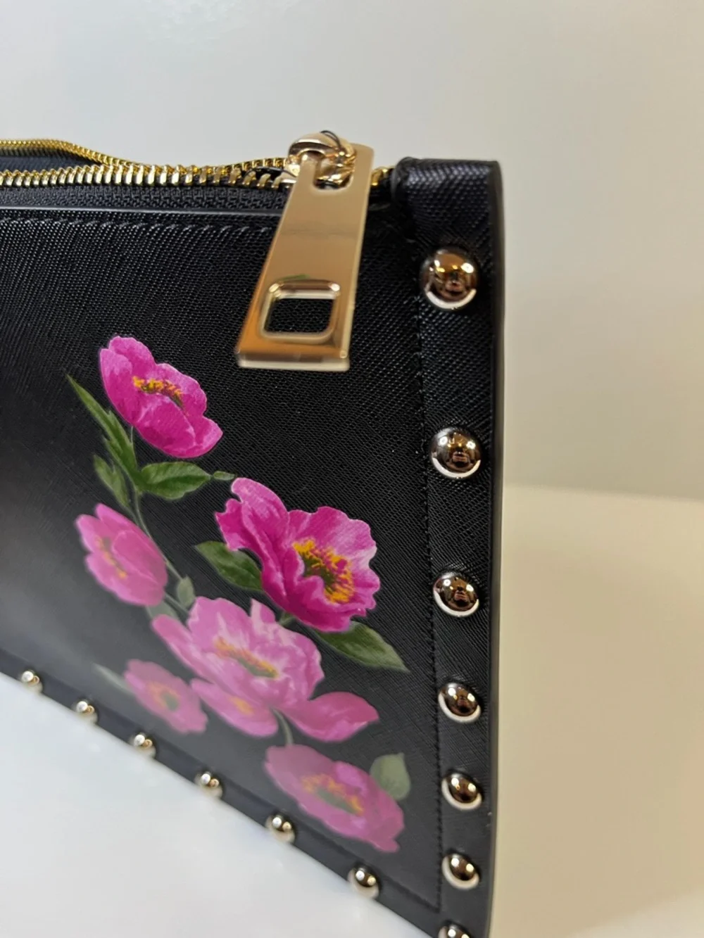 WHBM Black Floral Studded Wristlet Clutch NWT - Picture 5 of 5